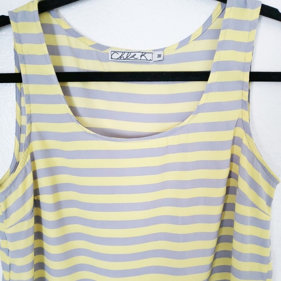 Chloe K Yellow Striped Tank - Picture 2 of 7